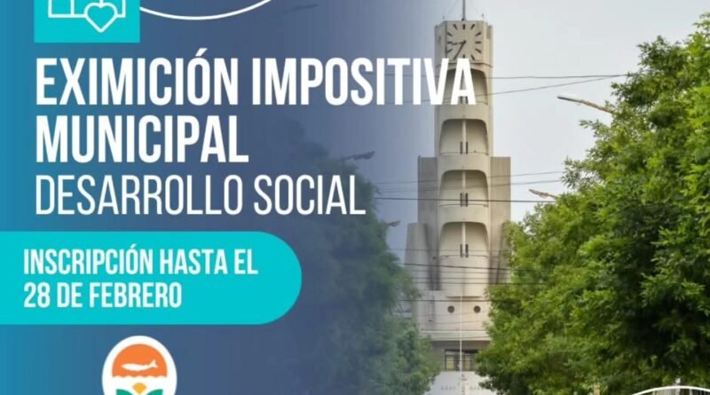 ⏳🚨 ÚLTIMOS DÍAS PARA INSCRIBIRSE A LA EXIMICIÓN IMPOSITIVA MUNICIPAL