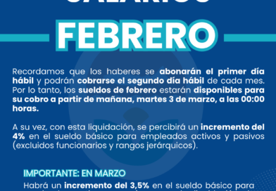 💰📢 PAGO DE SALARIOS CON 4% DE AUMENTO – FEBRERO