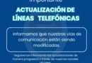 📣 Actualización de líneas telefónicas de atención