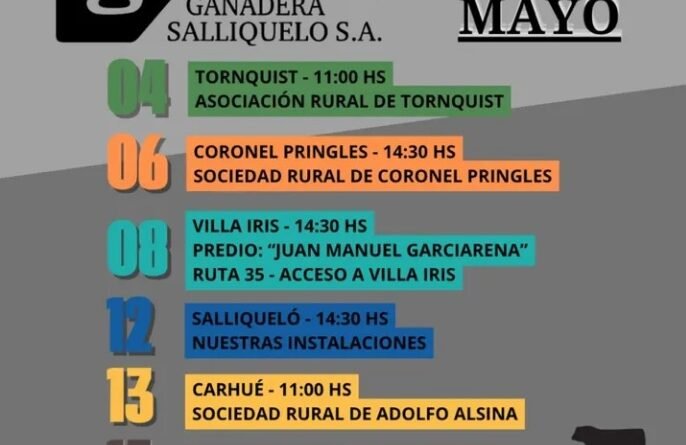 Ganadera Salliquelo: 📅 ¡Agenda de Remates – Mayo 2026 📅