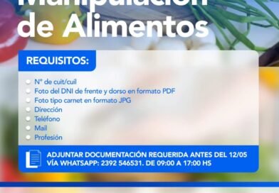 🍽️ Se encuentra abierta la inscripción al Curso de Manipulación de Alimentos.