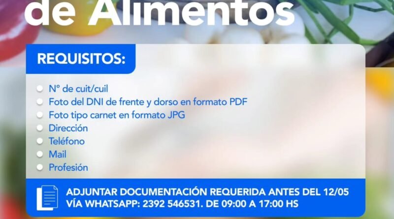 🍽️ Se encuentra abierta la inscripción al Curso de Manipulación de Alimentos.