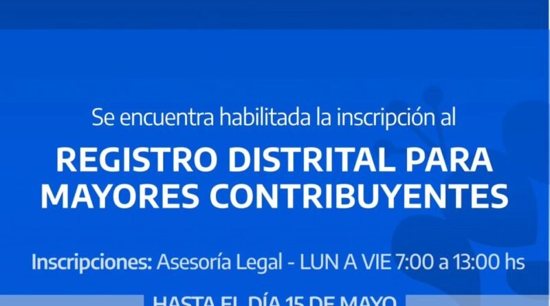 INSCRIPCIONES ABIERTAS PARA EL REGISTRO DE MAYORES CONTRIBUYENTES 📋