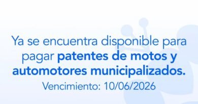 La Dirección de Rentas informa que ya se encuentra habilitado el pago de patentes de motos y automotores municipalizados.
