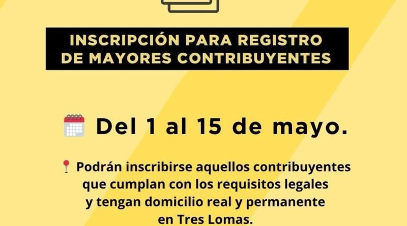 INSCRIPCIÓN PARA MAYORES CONTRIBUYENTES