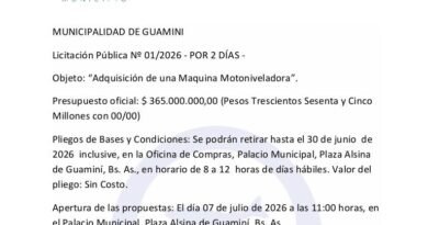 LLAMADO A LICITACIÓN PÚBLICA PARA LA ADQUISICIÓN DE UNA NUEVA MOTONIVELADORA 🚜🇦🇷