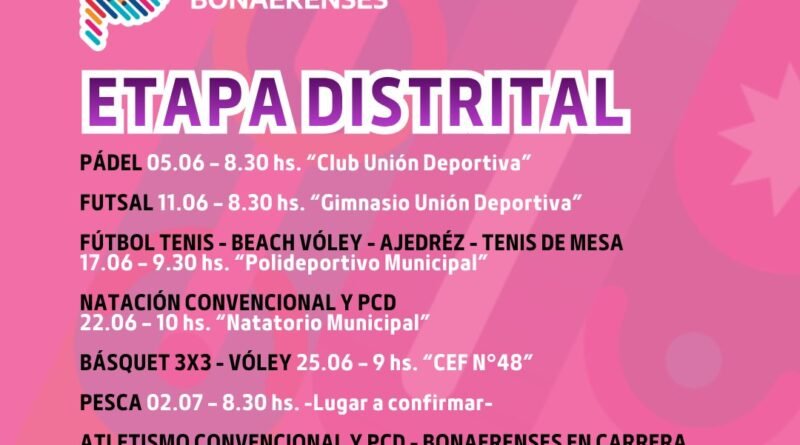 🙌 Comienza la etapa distrital de los Juegos Bonaerenses 2026. 🗓️ Agenda las fechas.