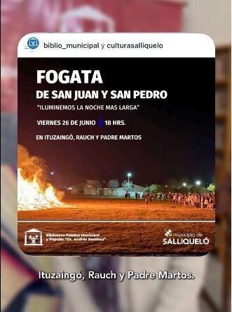 FOGATA DE SAN JUAN Y SAN PEDRO 2026 – “ILUMINEMOS LA NOCHE MÁS LARGA”