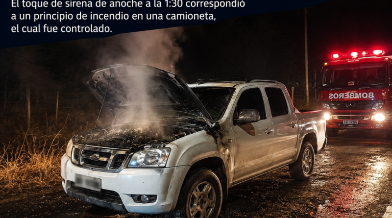 Principio de incendio en una camioneta: intervención de Bomberos Voluntarios de Tres Lomas