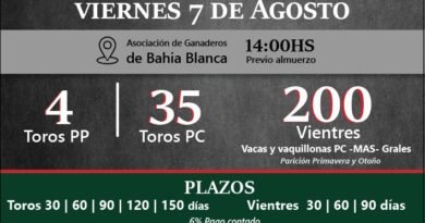 Ganadera Salliquelo: Remate Feria Viernes 7 de Agosto Bahía Blanca