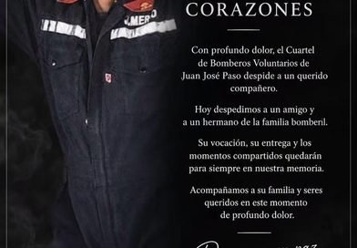 La Asociación de Bomberos Voluntarios de Juan José Paso – Cuartel 257 participa con profundo pesar del fallecimiento de nuestro compañero y amigo, Ayudante de Primera Merlo Juan Carlos.