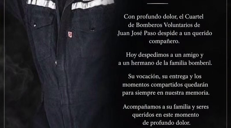 La Asociación de Bomberos Voluntarios de Juan José Paso – Cuartel 257 participa con profundo pesar del fallecimiento de nuestro compañero y amigo, Ayudante de Primera Merlo Juan Carlos.