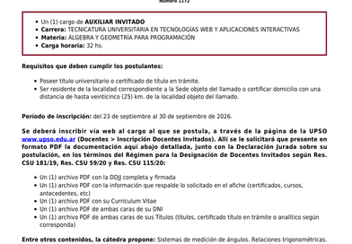 Inscripción para cubrir cargos docentes