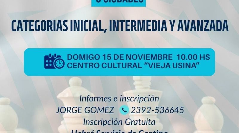 ♟️ TRES LOMAS SERÁ SEDE DEL TORNEO DE AJEDREZ “6 CIUDADES”