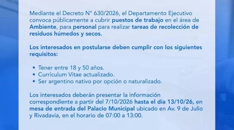📢 CONVOCATORIA LABORAL – DIRECCIÓN DE AMBIENTE